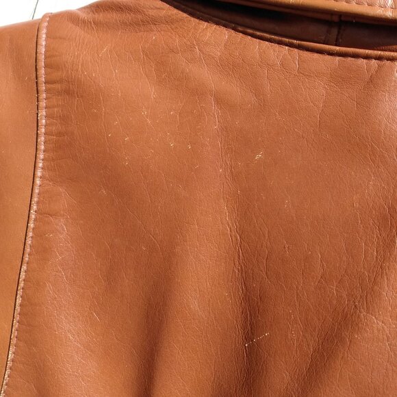 Vintage 90s XL Brown Jacket Leather by Mann 54" Chest - Picture 14 of 16